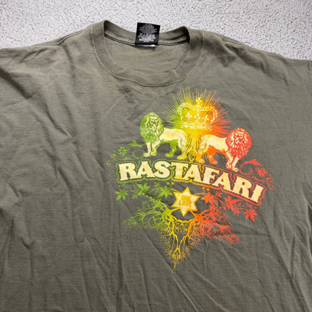Zion Rootswear Rastafari Lion of Judah Vintage T-Shirt Green 3X 2006 One Love